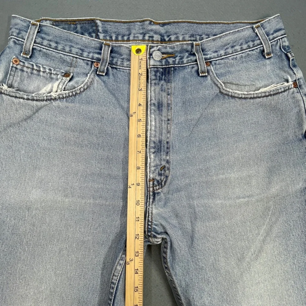 Vtg 90s Levi Blue 550 Relaxed Fit Tapered Leg Distressed Denim Jeans Mens 38x30